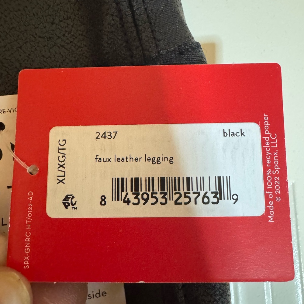 NWT Spanx Faux Leather Leggings, XL - Picture 5 of 9